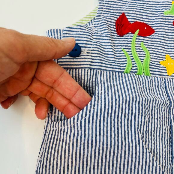 NWT Florence Eiseman 9M Seersucker Shortall with Underwater Scene - Picture 3 of 5